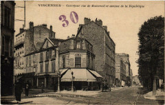Vincennes Carrefour rue de Montreuil et avenue de la République à Vincennes