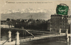 Grenoble Le Pont Suspendu l'Isere et la Chaine des Alpes à Grenoble