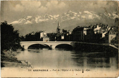 Grenoble - Pont de l'Hopital et la Chaine des Alpes à Grenoble