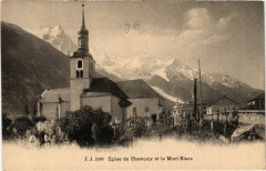 Chamonix - Eglise de Chamonix et le Mont-Blanc