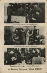 Carte postale ancienne Les Essais de Machines à l'Ecole Bréguet
                                                                     à Paris 15e
                                