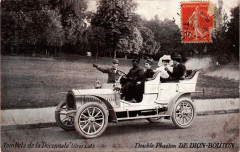Carte postale ancienne Tombola de la Décennale (Gros Lot) - Double Phaéton de Dion-Bouton
                                                                     à Paris 16e
                                