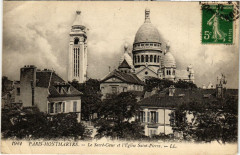 Carte postale ancienne Montmartre - Le Sacré-Coeur et l'Eglise Saint-Pierre
																	 à Paris 18e
								