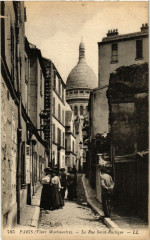 Carte postale ancienne Vieux-Montmartre - La Rue Saint-Rustique
                                                                     à Paris 18e
                                