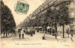 Carte postale ancienne Perspective de l'Avenue de Villiers
                                                                     à Paris 17e
                                