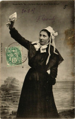 Etude de Coiffe De Saint-Malo au Mont Saint-Michel France Folklore