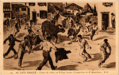 Au Pays Basque - Course de vaches au Village basque - Folklore