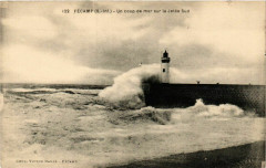 Fecamp Un coup de mer sur la Jetee Sud Lighthouse Phare
