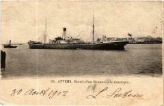Anvers - Entrée d'un Steamer a la remorque Ships