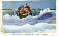 Cote d'Afrique Le passage de la barre en surf-boat Ships
