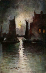 Oilette postcard Ships