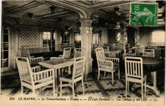 Le Transatlantique France - Le Cafe Terrasse - Ships