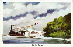 Sur le Congo - Steamer on the River Ships
