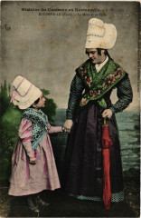 Folklore Costume en Normandie Beuzeville La Mere et sa Fille