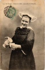 Folklore Bretagne Etudes de Coiffes Jeune Fille de Chateaulin