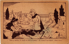 France - Folklore - Vieux Couple au Cimetiere