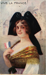 France - Folklore - Vive la France - Lady with a French Flag