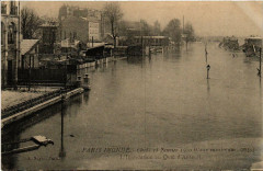 Carte postale ancienne Paris inondé - Cliché du 28 Janvier 1910 - L'Inondation au Quai d'Auteuil
                                                                     à Paris 16e
                                