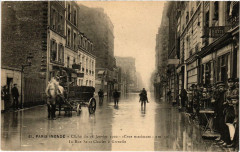 Paris inondé - Cliché du 28 Janvier 1910 - La Rue Saint Charles à Grenelle à Paris 15e