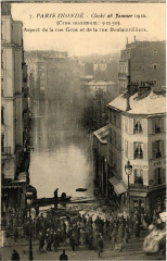 Carte postale ancienne Paris inondé - Aspect de la rue Gros et de la rue Boulainvilliers
                                                                     à Paris 16e
                                