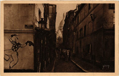 Carte postale ancienne Montmartre - La Rue Saint-Rustique
                                                                     à Paris 18e
                                