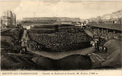 Carte postale ancienne Société des Charbonniers - Chantier du Boulevard de Grenelle
                                                                     à Paris 15e
                                