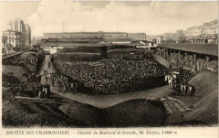 Carte postale ancienne Société des Charbonniers - Chantier du Boulevard de Grenelle
                                                                     à Paris 15e
                                