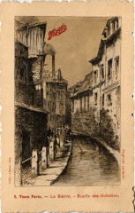 Carte postale ancienne Paris 13e La Bievre. Ruelle des Gobelins. Vieux Paris
                                                                     à Paris 13e
                                