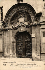 Carte postale ancienne Paris d'autrefois 4e rue Geoffroy-l'Asnier. Hotel de Chalons
                                                                     à Paris 4e
                                