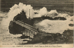 Biarritz Double Vague au Rocher de la Vierge - Tempete à Biarritz