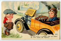 Fantaisie kids and car illustration