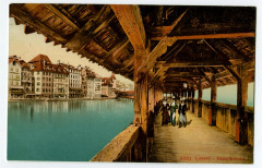 Central switzerland luzern lucerne kappellbrûcke pont de la Chapelle animated