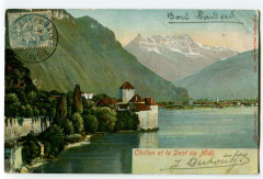 Switzerland lake Geneva Chillon et la dent du midi
