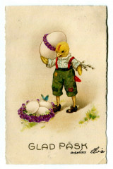 Fantaisie glad pask happy easter chick and eggs