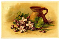 Fantaisie purple flowers and vase illustration C. klein fantasy postcard -
													02 Aisne
												
