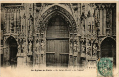 Carte postale ancienne Les Eglises de Paris. 85. Saint-MERri Le Portail
                                                                     à Paris 4e
                                