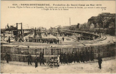 Carte postale ancienne Paris Montmartre 18e Sacré-Coeur fondations
                                                                     à Paris 18e
                                