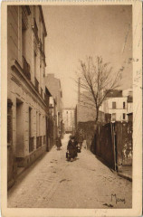 Carte postale ancienne Quartier de Charonne - Vieille rue
                                                                     à Paris 20e
                                