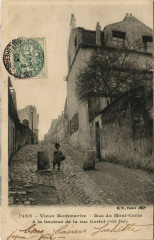 Carte postale ancienne Vieux Montmartre - Rue du Mont-Cenis à la hauteur de la rue Cortot (côté Sud)
                                                                     à Paris 18e
                                
