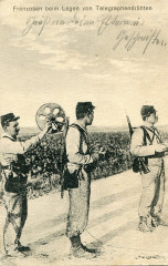 51. Franzosen beim Legen von Telegraphendrähten -French soldiers laying telegraph wires- (c.1915) (16437673726) -
													France
												