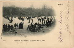 Carte postale ancienne Bois de Boulogne - Patinage sur le Lac
                                                                     à Paris
                                