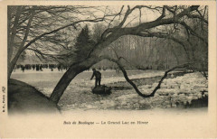 Carte postale ancienne Bois de Boulogne - Le Grand Lac en Hiver
                                                                     à Paris 16e
                                