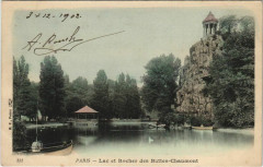 Carte postale ancienne Lac et Rocher des Buttes-Chaumont
                                                                     à Paris 19e
                                