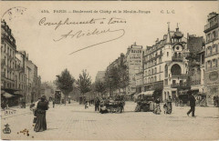 Carte postale ancienne Boulevard de Clichy et le Moulin-Rouge
                                                                     à Paris 9e
                                
