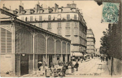 Carte postale ancienne Le Marché et la Rue Bayen
                                                                     à Paris 17e
                                