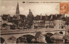 Argenton Le Pont Vieux et l'Eglise Saint-Sauveur France -
													36 Indre
												