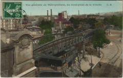 Carte postale ancienne Vue générale du Métropolitain, au rond-point de la Villette
                                                                     à Paris 19e
                                