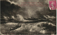 Sailing Vessel and a Lifeboat in the Storm Ships