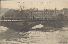 Carte postale, Epinal, Crue de la Moselle, 19 janvier 1910, Pont de la Bibliothèque