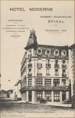 Carte postale, Hôtel Moderne, Epinal, Angle des Rues d'Arches et Sadi-Carnot …